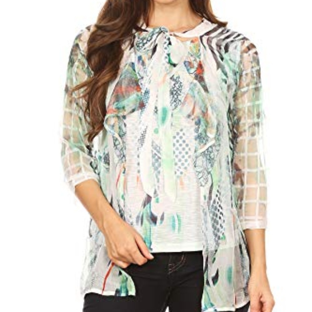 Women's Multi Color Two Layer Blouse